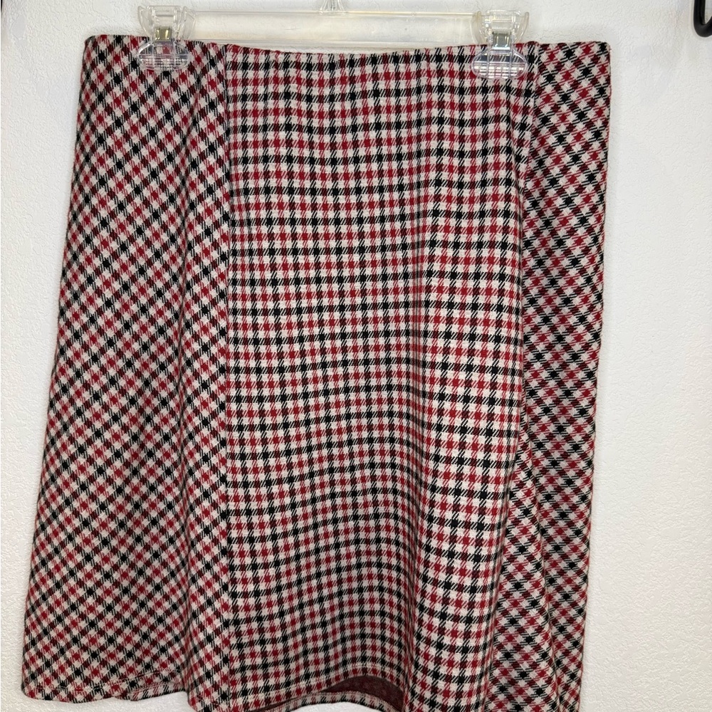 J. Jill Red and White Pleated Midi Skirt